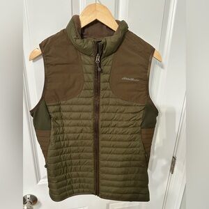 Eddie Bauer Sport Olive and Brown Quilted Vest women’s size M